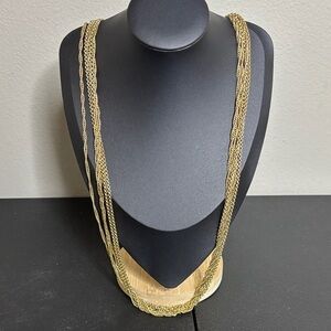 Vintage Monet Necklace Long Multistrand Rope And Cable Chain Link